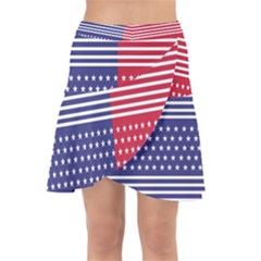 American Flag Patriot Red White Wrap Front Skirt