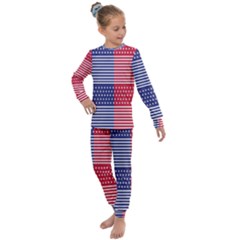 American Flag Patriot Red White Kids  Long Sleeve Set 