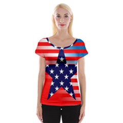 Patriotic American Usa Design Red Cap Sleeve Top by Celenk