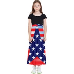 Patriotic American Usa Design Red Kids  Flared Maxi Skirt by Celenk