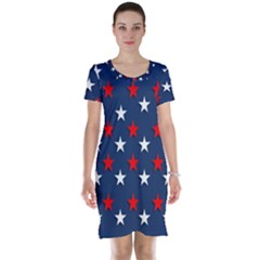 Patriotic Colors America Usa Red Short Sleeve Nightdress