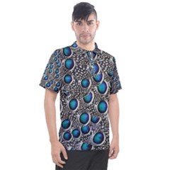 Peacock Pattern Close Up Plumage Men s Polo Tee by Celenk
