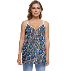 Peacock Pattern Close Up Plumage Casual Spaghetti Strap Chiffon Top by Celenk