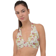 Background Pattern Flower Spring Halter Plunge Bikini Top