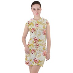 Background Pattern Flower Spring Drawstring Hooded Dress
