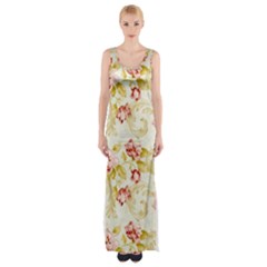 Background Pattern Flower Spring Thigh Split Maxi Dress