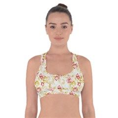 Background Pattern Flower Spring Cross Back Sports Bra by Celenk