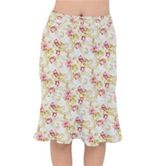 Background Pattern Flower Spring Short Mermaid Skirt