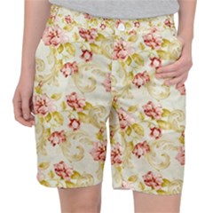 Background Pattern Flower Spring Women s Pocket Shorts