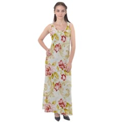 Background Pattern Flower Spring Sleeveless Velour Maxi Dress
