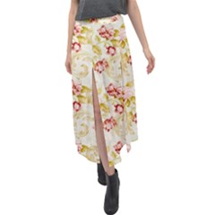 Background Pattern Flower Spring Velour Split Maxi Skirt