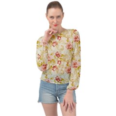 Background Pattern Flower Spring Banded Bottom Chiffon Top