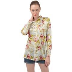 Background Pattern Flower Spring Long Sleeve Satin Shirt