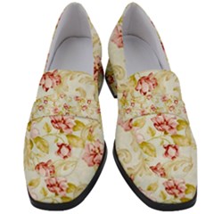 Background Pattern Flower Spring Women s Chunky Heel Loafers