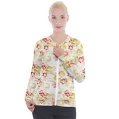 Background Pattern Flower Spring Casual Zip Up Jacket