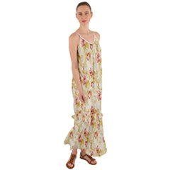 Background Pattern Flower Spring Cami Maxi Ruffle Chiffon Dress