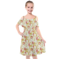 Background Pattern Flower Spring Kids  Cut Out Shoulders Chiffon Dress