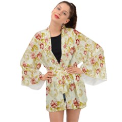 Background Pattern Flower Spring Long Sleeve Kimono by Celenk