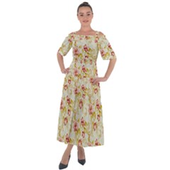 Background Pattern Flower Spring Shoulder Straps Boho Maxi Dress 