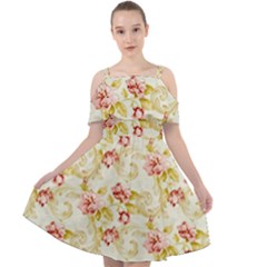 Background Pattern Flower Spring Cut Out Shoulders Chiffon Dress