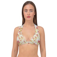 Background Pattern Flower Spring Double Strap Halter Bikini Top