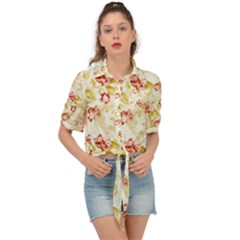 Background Pattern Flower Spring Tie Front Shirt 