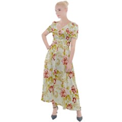 Background Pattern Flower Spring Button Up Short Sleeve Maxi Dress