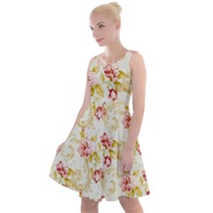 Background Pattern Flower Spring Knee Length Skater Dress