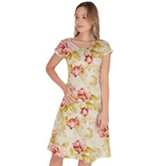 Background Pattern Flower Spring Classic Short Sleeve Dress