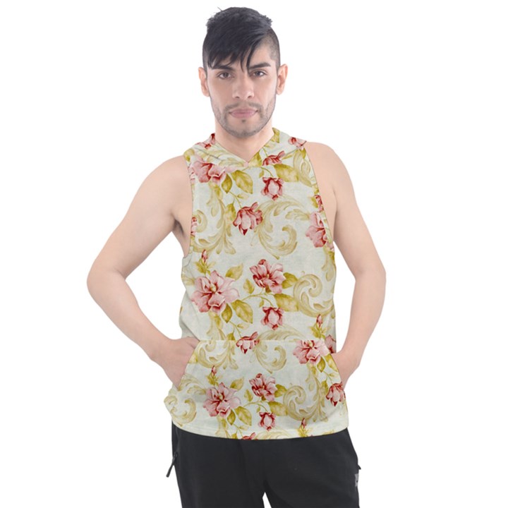 Background Pattern Flower Spring Men s Sleeveless Hoodie