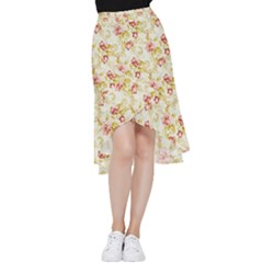 Background Pattern Flower Spring Frill Hi Low Chiffon Skirt