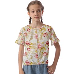 Background Pattern Flower Spring Kids  Cuff Sleeve Scrunch Bottom Tee