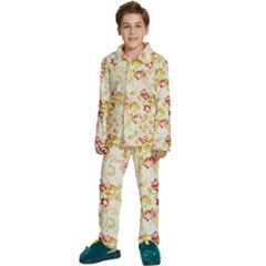 Background Pattern Flower Spring Kids  Long Sleeve Velvet Pajamas Set