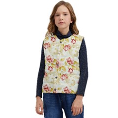 Background Pattern Flower Spring Kid s Short Button Up Puffer Vest	