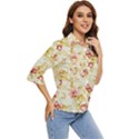 Background Pattern Flower Spring Women s Quarter Sleeve Pocket Shirt View2