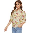 Background Pattern Flower Spring Women s Quarter Sleeve Pocket Shirt View3