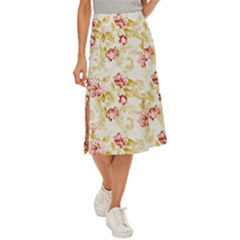 Background Pattern Flower Spring Midi Panel Skirt