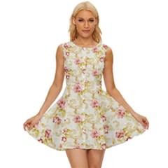 Background Pattern Flower Spring Sleeveless Button Up Dress
