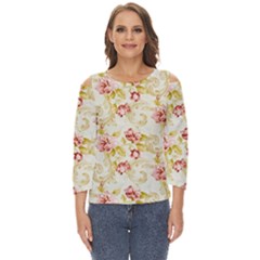 Background Pattern Flower Spring Cut Out Wide Sleeve Top