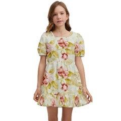 Background Pattern Flower Spring Kids  Short Sleeve Dolly Dress