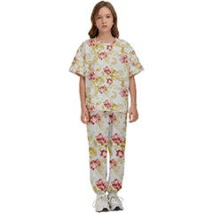 Background Pattern Flower Spring Kids  Tee and Pants Sports Set