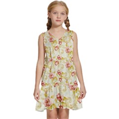 Background Pattern Flower Spring Kids  Sleeveless Tiered Mini Dress