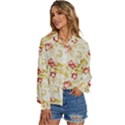 Background Pattern Flower Spring Women s Long Sleeve Button Up Shirt View2