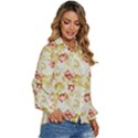 Background Pattern Flower Spring Women s Long Sleeve Button Up Shirt View3