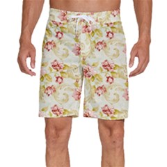 Background Pattern Flower Spring Men s Beach Shorts