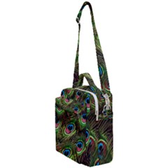 Peacock Feathers Color Plumage Crossbody Day Bag by Celenk