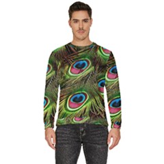 Peacock Feathers Color Plumage Men s Fleece Sweatshirt by Celenk