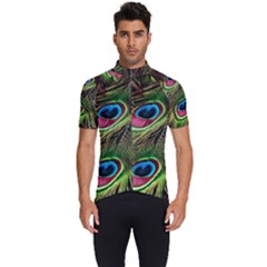 Peacock Feathers Color Plumage Men s Short Sleeve Cycling Jersey by Celenk