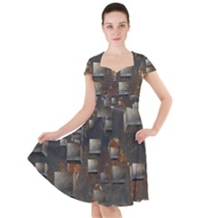 Background Metal Pattern Texture Cap Sleeve Midi Dress by Celenk
