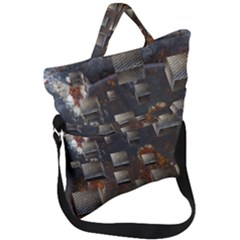 Background Metal Pattern Texture Fold Over Handle Tote Bag by Celenk